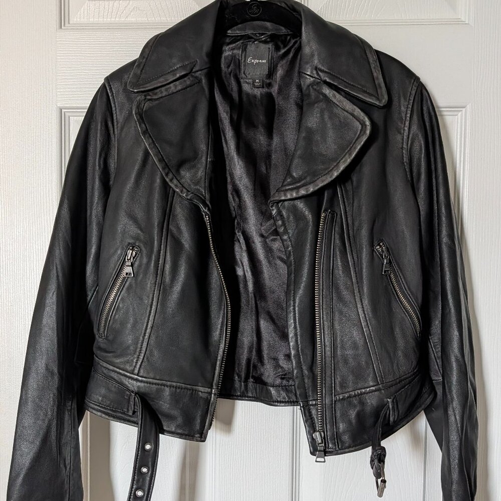 Express Women's Motorcycle Jacket 100% Leather - Vintage, Size M
